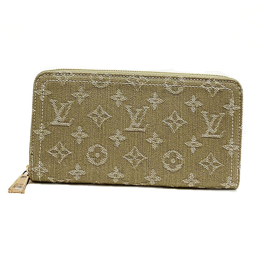 Louis Vuitton Monogram Zippy Wallet Round Zip Long Denim Khaki Green